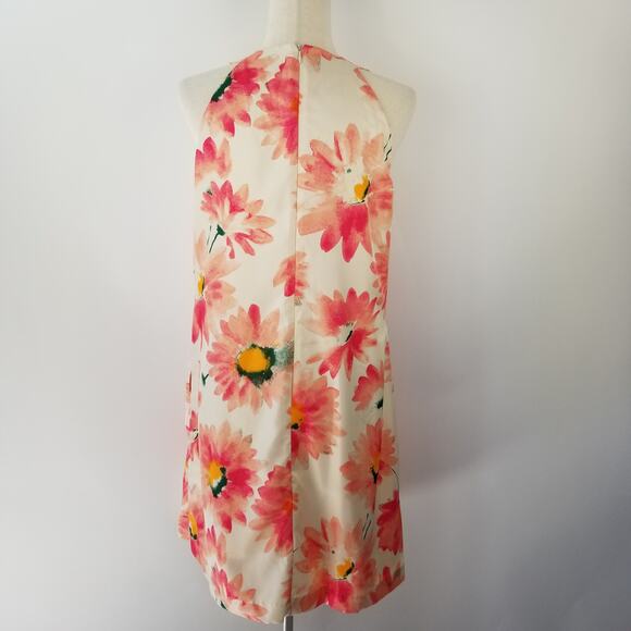 Donna Morgan Cream Pink Green Floral Sleeveless Pleated Dress Excellent Size 8 - Picture 3 of 5